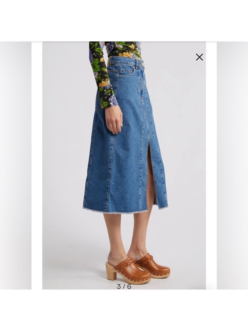 Farm Rio Denim Midi Skirt - Picture 5 of 10